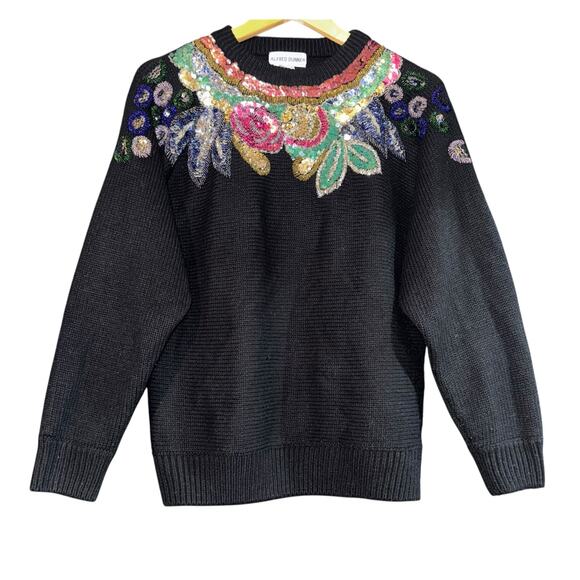 Vintage Alfred Dunner Floral Sequin Sweater Women Med Oversized Slouchy ~flaw - Picture 1 of 7